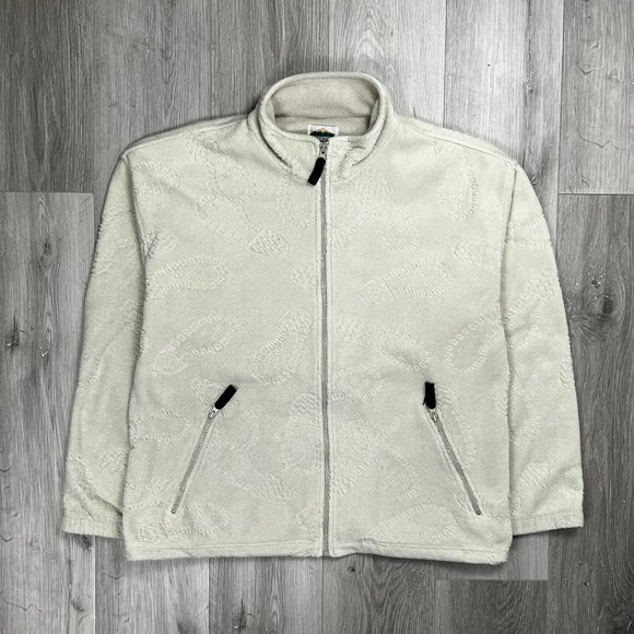Northern Elements Shoe Prints Vintage Beige Large Fleece Jacket - Picture 1 of 7